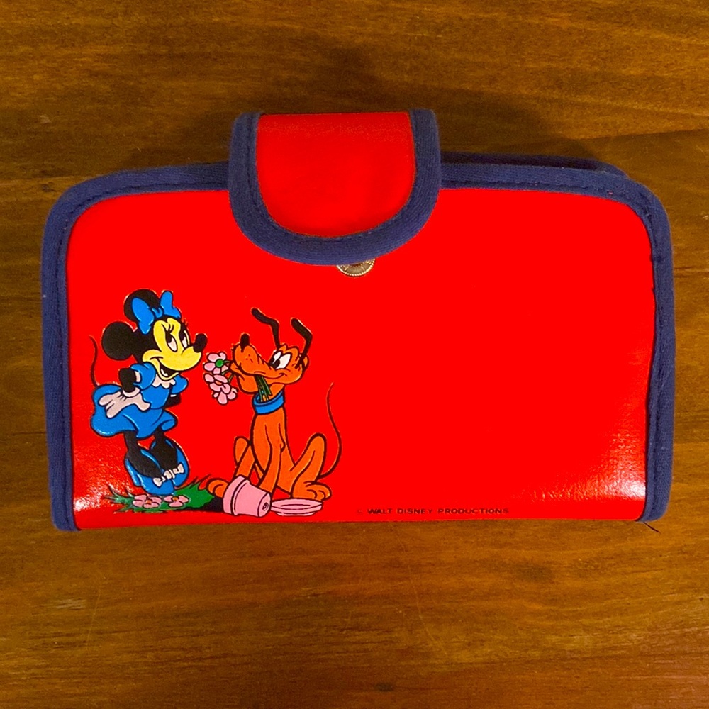 Vintage Walt Disney Minnie and Pluto red and blue wallet